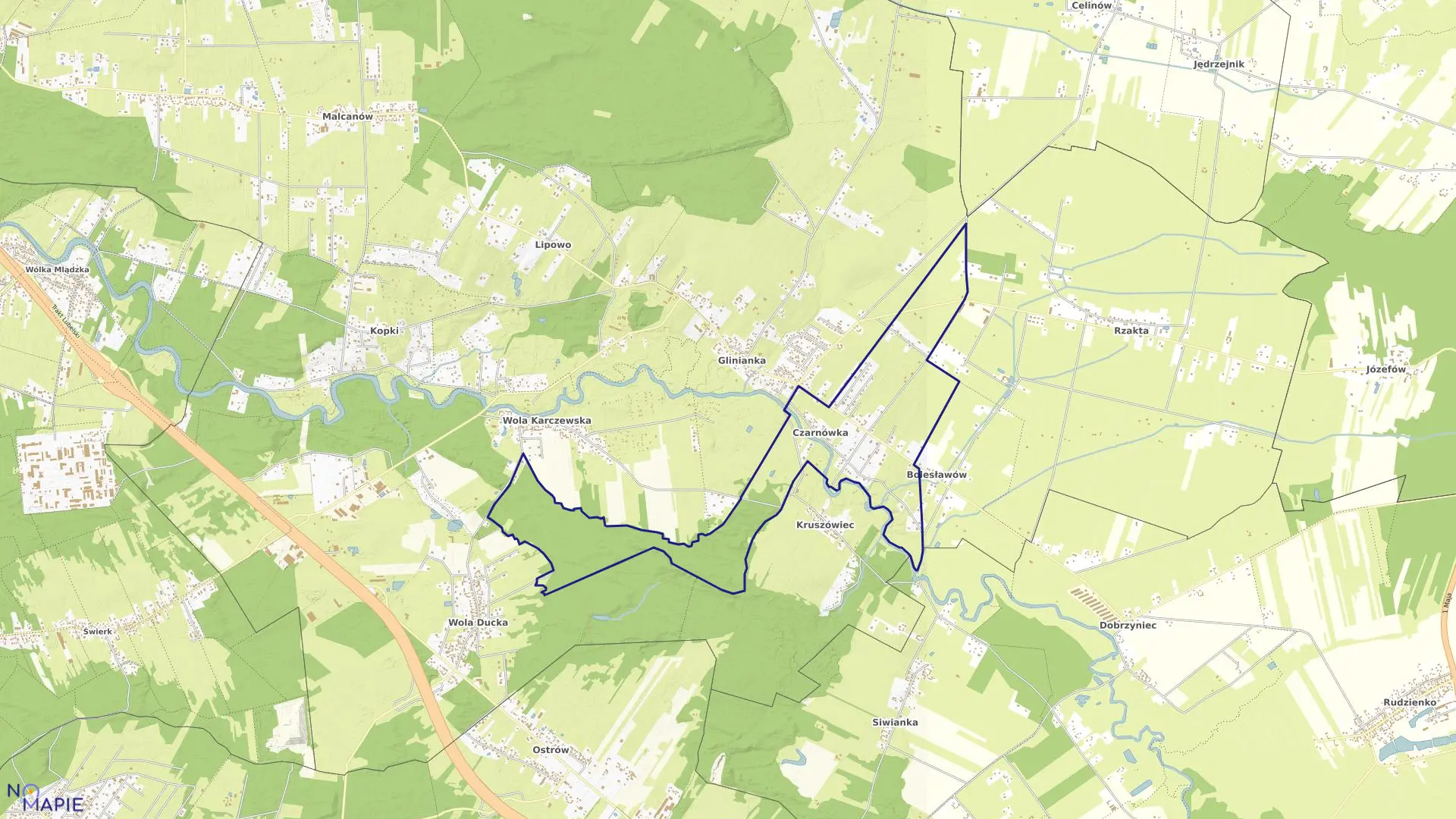 Mapa obrębu CZARNÓWKA w gminie Wiązowna