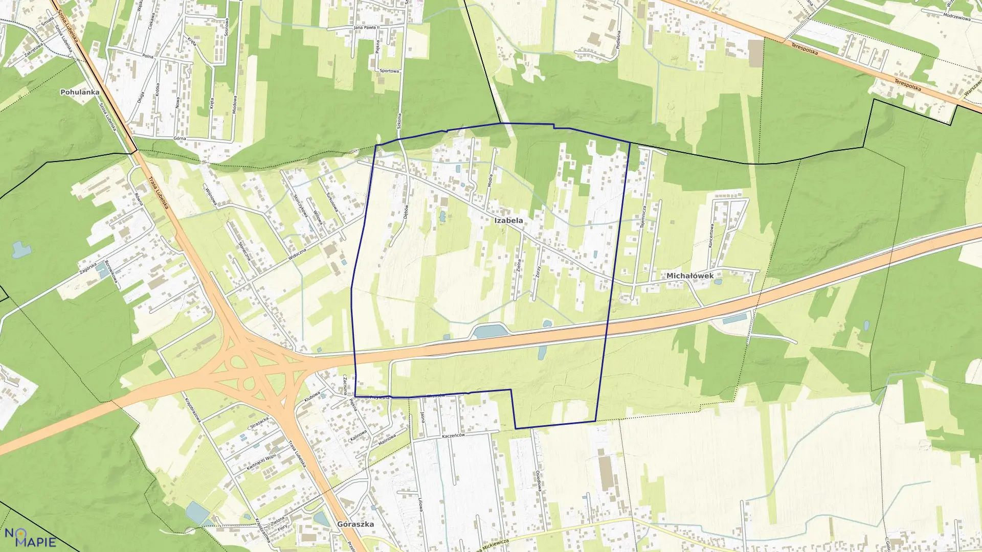 Mapa obrębu IZABELA w gminie Wiązowna