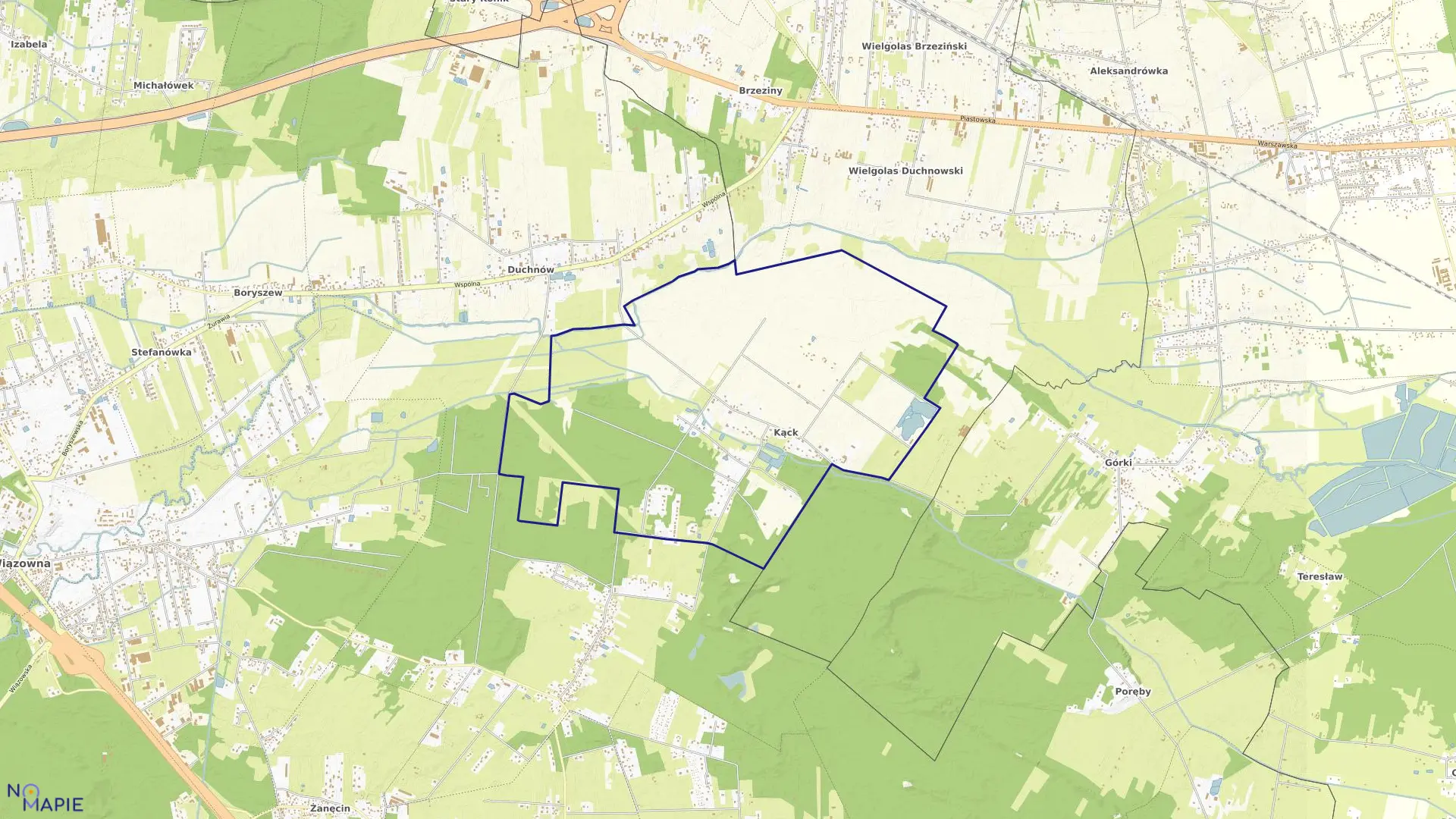 Mapa obrębu KĄCK w gminie Wiązowna