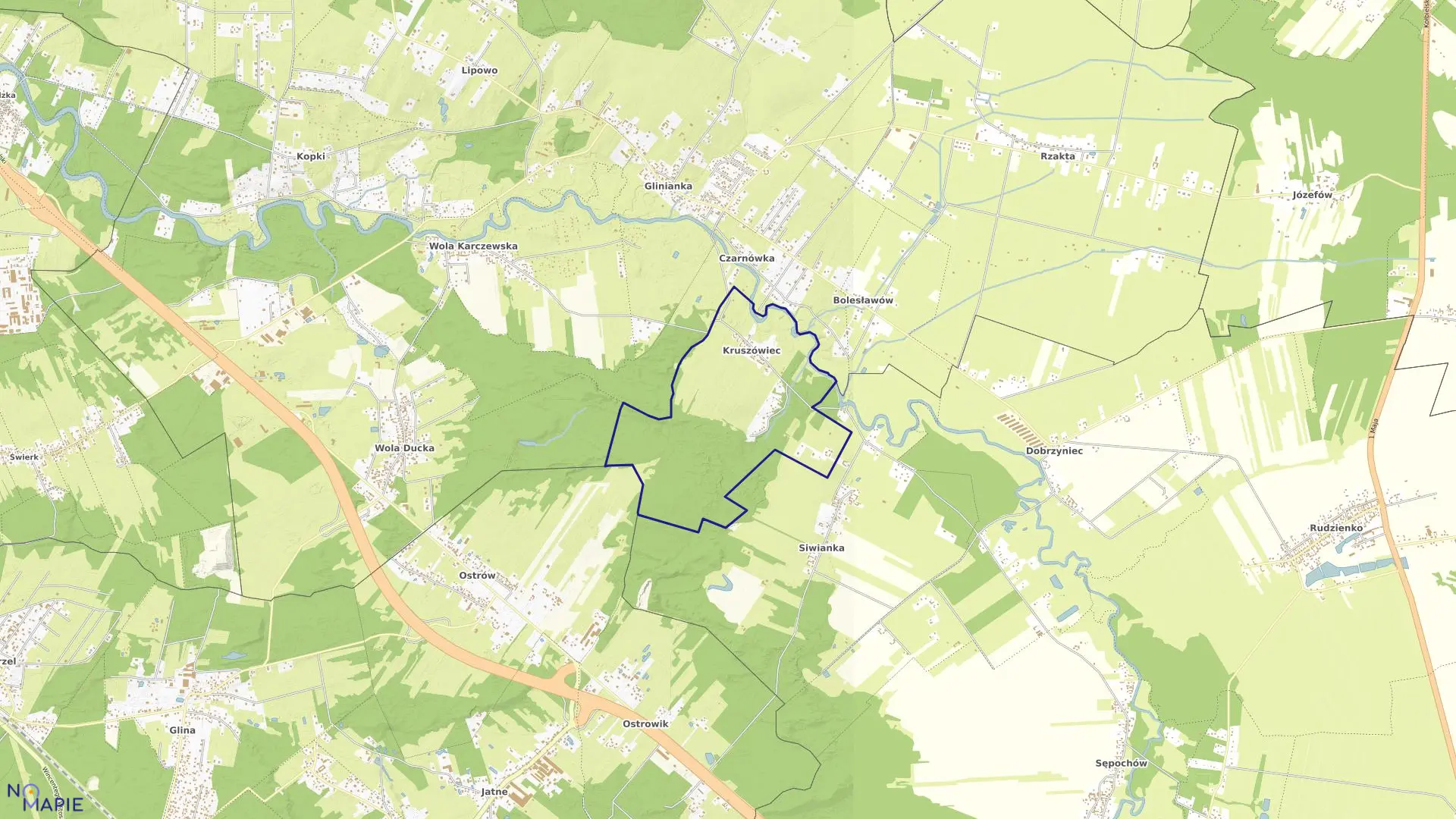 Mapa obrębu KRUSZÓWIEC w gminie Wiązowna