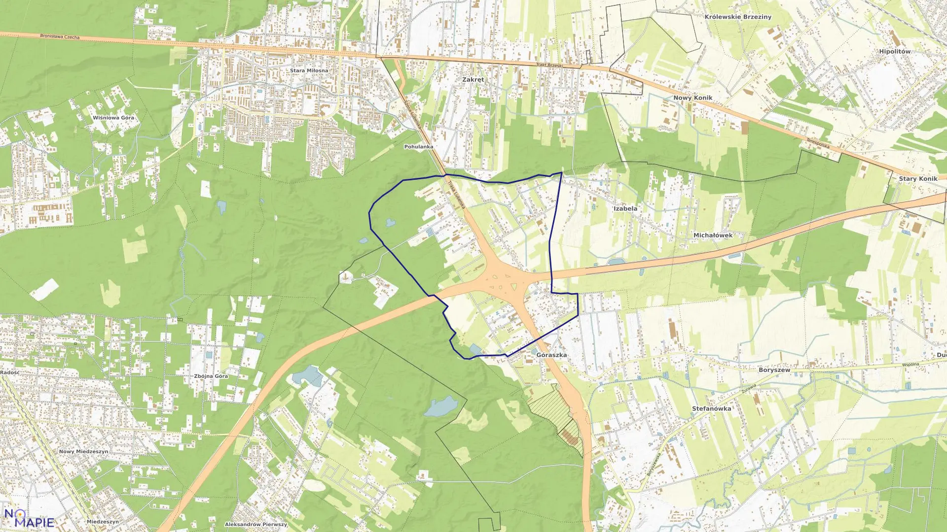 Mapa obrębu MAJDAN w gminie Wiązowna