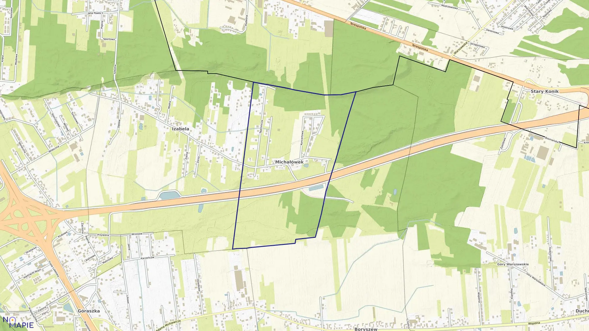 Mapa obrębu MICHAŁÓWEK w gminie Wiązowna