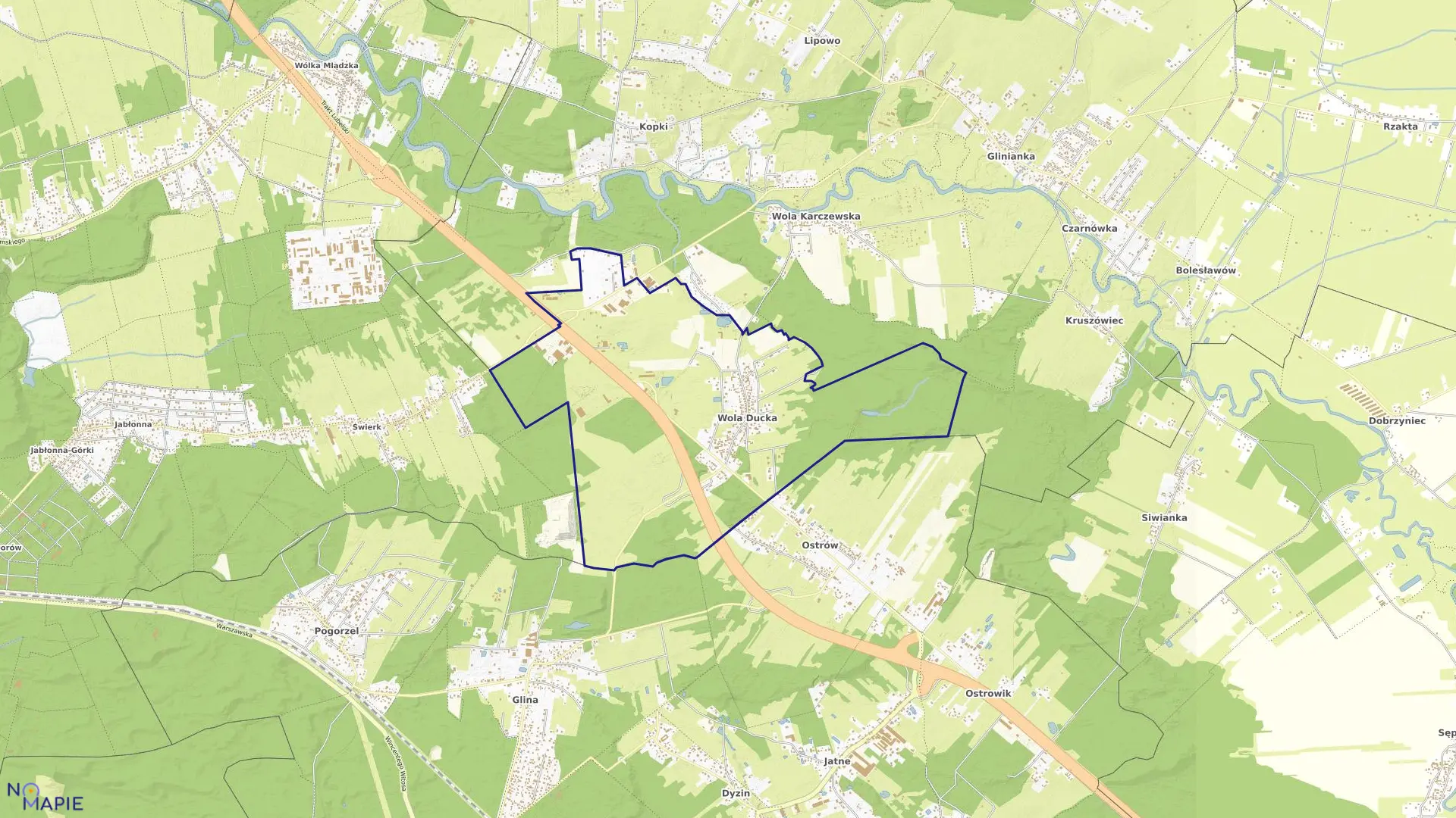 Mapa obrębu WOLA DUCKA w gminie Wiązowna