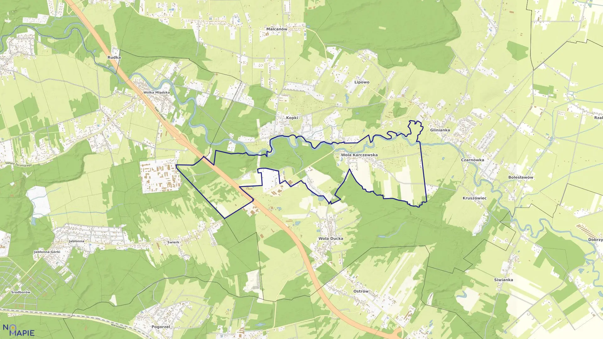 Mapa obrębu WOLA KARCZEWSKA w gminie Wiązowna