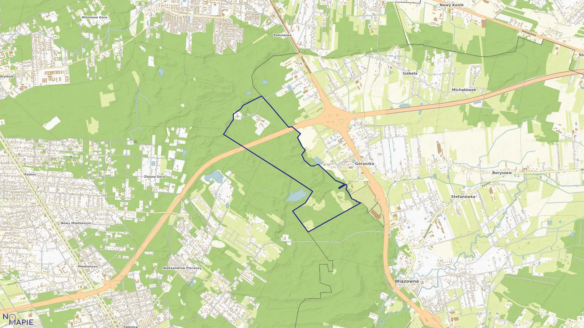 Mapa obrębu ZAGÓRZE w gminie Wiązowna